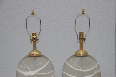  Peill Putzler 1970s Peill Putzler Art Glass And Brass Table Lamps