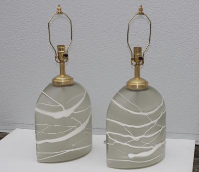  Peill Putzler 1970s Peill Putzler Art Glass And Brass Table Lamps