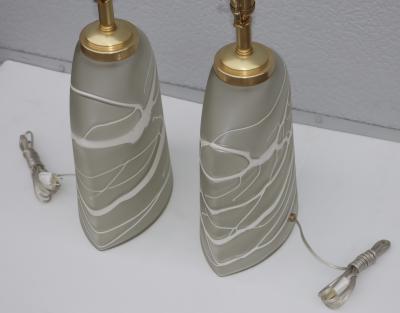  Peill Putzler 1970s Peill Putzler Art Glass And Brass Table Lamps