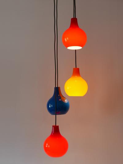  Peill Putzler Amazing Four Flamed Cascading Pendant Lamp by Peill Putzler Germany 1970s