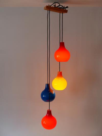  Peill Putzler Amazing Four Flamed Cascading Pendant Lamp by Peill Putzler Germany 1970s