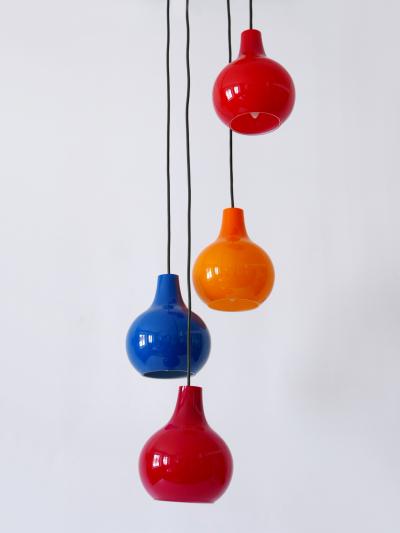  Peill Putzler Amazing Four Flamed Cascading Pendant Lamp by Peill Putzler Germany 1970s