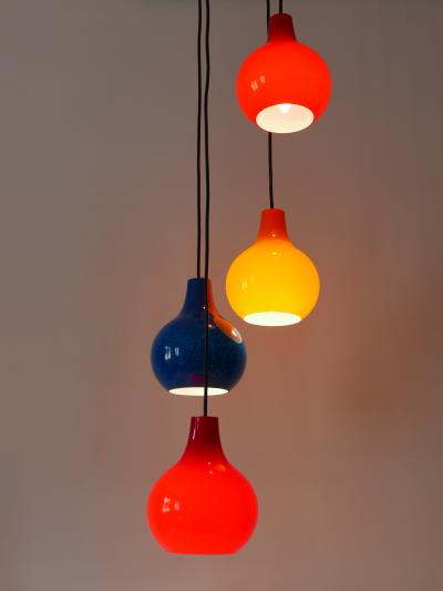  Peill Putzler Amazing Four Flamed Cascading Pendant Lamp by Peill Putzler Germany 1970s