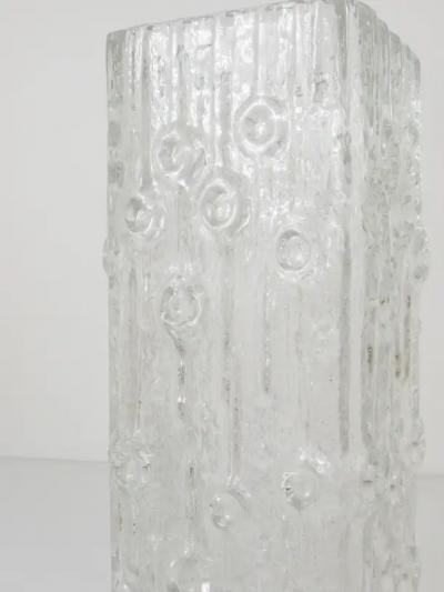  Peill Putzler Big Op Art Ice Glass Floor Vase by Peill Putzler Mid Century Germany 1970s