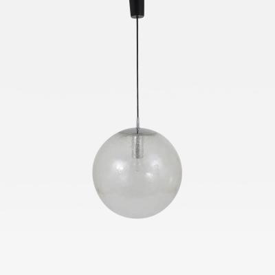  Peill Putzler Large Peil Putzler Bubble Glass and Chrome Globe Pendant Lamp Germany 1970s