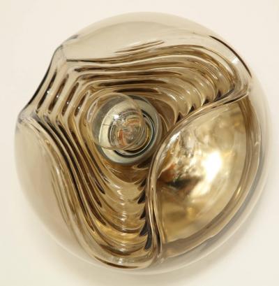  Peill Putzler Pair of Mid Century Smoked Glass Wave Sconces Flush Mounts By Peill Putzler
