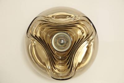  Peill Putzler Pair of Mid Century Smoked Glass Wave Sconces Flush Mounts By Peill Putzler