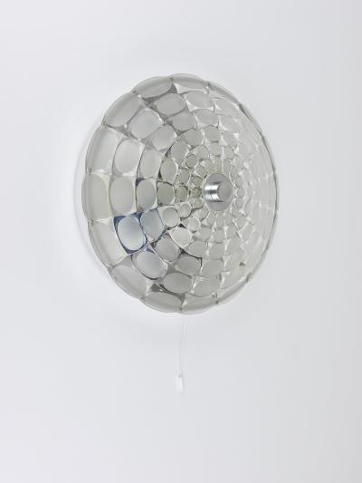  Peill Putzler Peill Putzer Large Round Op Art Glass Sconce Wall Lamp Flush Mount 1970s
