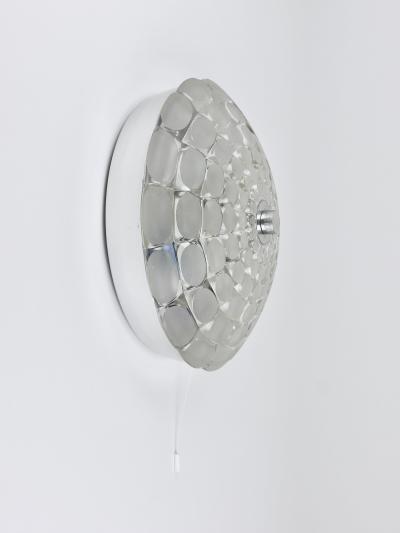 Peill Putzler Peill Putzer Large Round Op Art Glass Sconce Wall Lamp Flush Mount 1970s