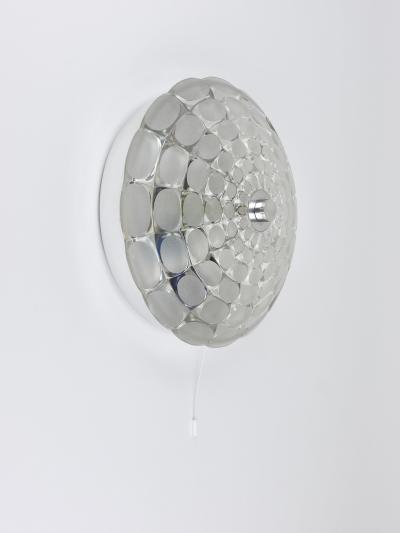  Peill Putzler Peill Putzer Large Round Op Art Glass Sconce Wall Lamp Flush Mount 1970s