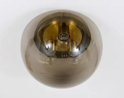  Peill Putzler Peill Putzler Midcentury Glass Globe Flushmount Ceiling Lamp Germany 1970s