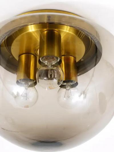  Peill Putzler Peill Putzler Midcentury Glass Globe Flushmount Ceiling Lamp Germany 1970s