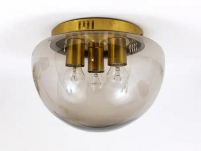  Peill Putzler Peill Putzler Midcentury Glass Globe Flushmount Ceiling Lamp Germany 1970s