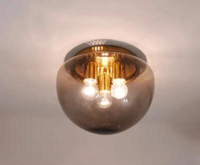  Peill Putzler Peill Putzler Midcentury Glass Globe Flushmount Ceiling Lamp Germany 1970s