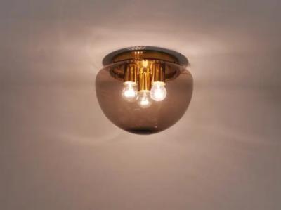  Peill Putzler Peill Putzler Midcentury Glass Globe Flushmount Ceiling Lamp Germany 1970s