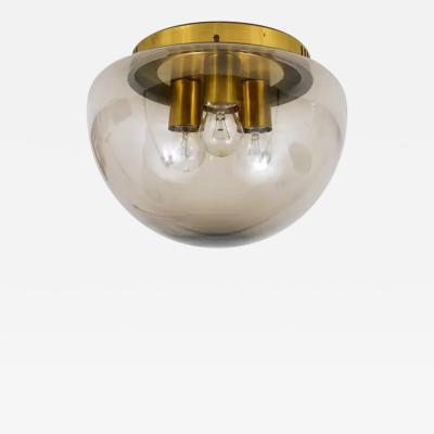  Peill Putzler Peill Putzler Midcentury Glass Globe Flushmount Ceiling Lamp Germany 1970s
