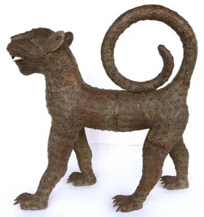  People from Benin Benin Nigeria Bronze Sculptures of Leopards Modern Replicas