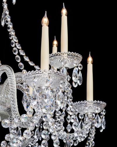  Perry Co A FINE PAIR OF TWELVE LIGHT CUT GLASS ANTIQUE CHANDELIERS BY PERRY CO