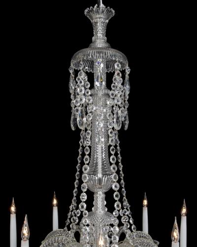  Perry Co A FINE QUALITY VICTORIAN TEN LIGHT CUT GLASS CHANDELIER BY PERRY CO