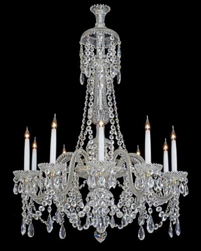  Perry Co A FINE QUALITY VICTORIAN TEN LIGHT CUT GLASS CHANDELIER BY PERRY CO