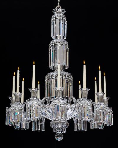  Perry Co A TWELVE LIGHT WILLIAM IV CRYSTAL CHANDELIER ATTRIBUTED TO PERRY CO