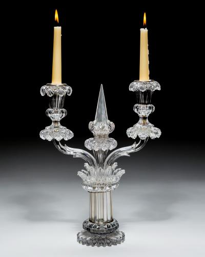  Perry Co AN UNUSUAL PAIR OF CUT CRYSTAL CANDELABRA BY PERRY CO