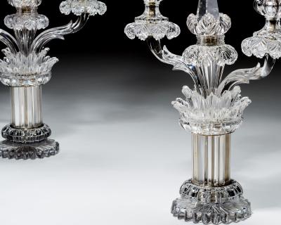  Perry Co AN UNUSUAL PAIR OF CUT CRYSTAL CANDELABRA BY PERRY CO