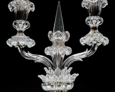  Perry Co AN UNUSUAL PAIR OF CUT CRYSTAL CANDELABRA BY PERRY CO