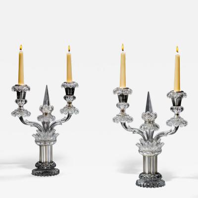  Perry Co AN UNUSUAL PAIR OF CUT CRYSTAL CANDELABRA BY PERRY CO