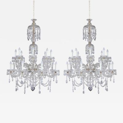  Perry Co Pair of early Victorian cut glass chandeliers attributed to Perry Co