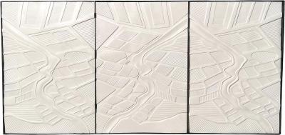  Perspectives wall sculpture in plaster by Brigitte Thiot France circa 2018