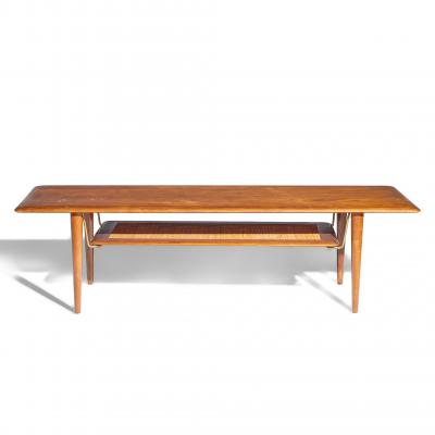  Peter Hvidt Orla M lgaard Nielsen Peter Hvidt Orla M lgaard Nielsen for France Son Teak Cane Brass Coffee Table