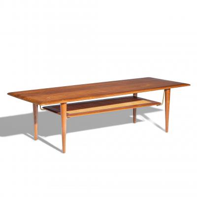  Peter Hvidt Orla M lgaard Nielsen Peter Hvidt Orla M lgaard Nielsen for France Son Teak Cane Brass Coffee Table