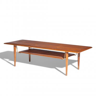  Peter Hvidt Orla M lgaard Nielsen Peter Hvidt Orla M lgaard Nielsen for France Son Teak Cane Brass Coffee Table