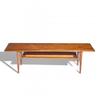 Peter Hvidt Orla M lgaard Nielsen Peter Hvidt Orla M lgaard Nielsen for France Son Teak Cane Brass Coffee Table