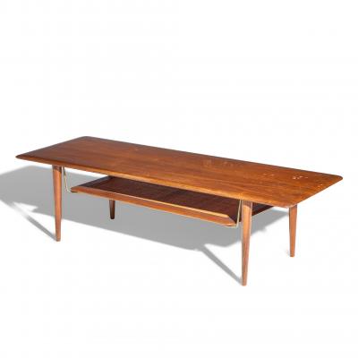  Peter Hvidt Orla M lgaard Nielsen Peter Hvidt Orla M lgaard Nielsen for France Son Teak Cane Brass Coffee Table