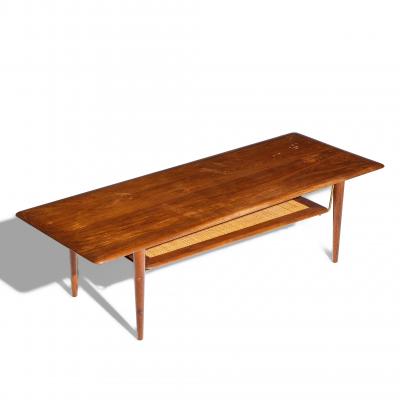  Peter Hvidt Orla M lgaard Nielsen Peter Hvidt Orla M lgaard Nielsen for France Son Teak Cane Brass Coffee Table
