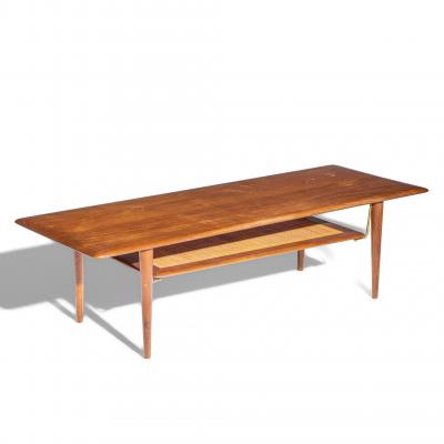  Peter Hvidt Orla M lgaard Nielsen Peter Hvidt Orla M lgaard Nielsen for France Son Teak Cane Brass Coffee Table