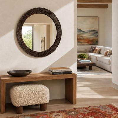  Pfeifer Studio Cinzelo Carved Wood Round Mirror