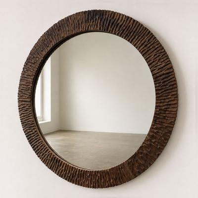  Pfeifer Studio Cinzelo Carved Wood Round Mirror