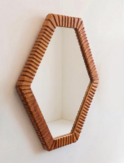  Pfeifer Studio Kannelure Carved Wood Mirror
