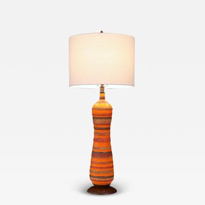  Phil Mar Mid Century Modern Orange Glazed Ceramic Table Lamp by Phil Mar