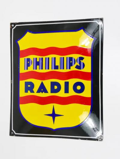  Philips Philips Radio Enamel Advertising Sign Wall Plaque 1930s