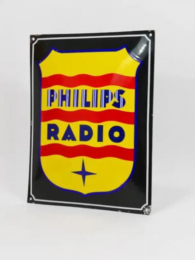  Philips Philips Radio Enamel Advertising Sign Wall Plaque 1930s