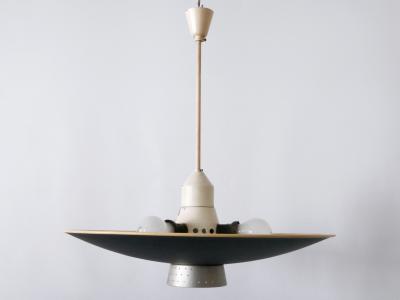  Philips Rare Mid Century Modern 4 Flamed Pendant Lamp DD 39 by Philips Netherlands 1950s