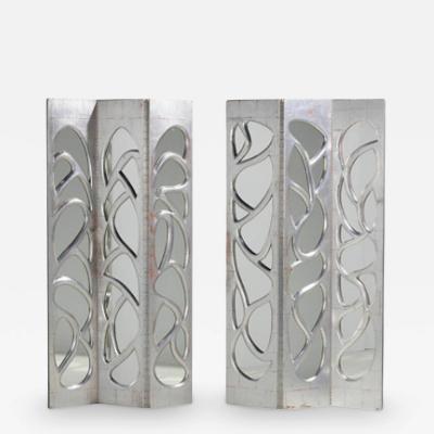  Phillip Llyod Powell PAIR OF SILVERED LEAF AND MIRROR FOLDING SCREEN BY PHILIP LLOYD POWELL