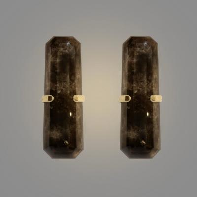  Phoenix Gallery Bespoke MWR18 Smoky Rock Crystal Sconces By Phoenix