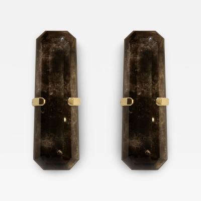  Phoenix Gallery Bespoke MWR18 Smoky Rock Crystal Sconces By Phoenix