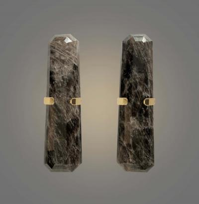  Phoenix Gallery Bespoke MWR22 Smoky Rock Crystal Sconces By Phoenix