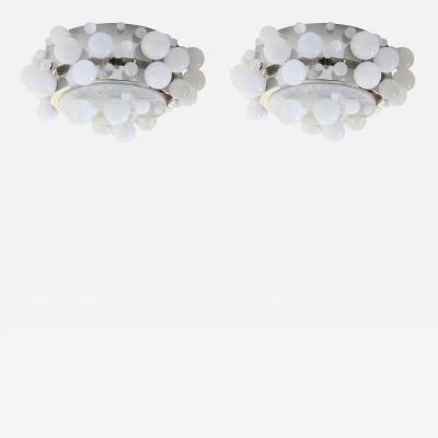  Phoenix Gallery Bespoke PAIR Rock Crystal Bubble Flush mount BY PHOENIX